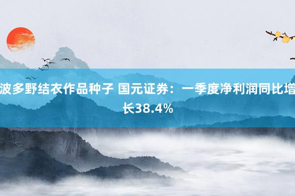 波多野结衣作品种子 国元证券：一季度净利润同比增长38.4%